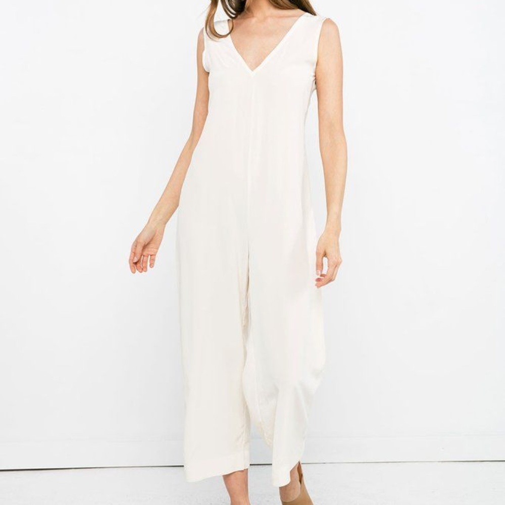 Elizabeth Suzann Ivory Silk Crepe Mara Jumpsuit in XS